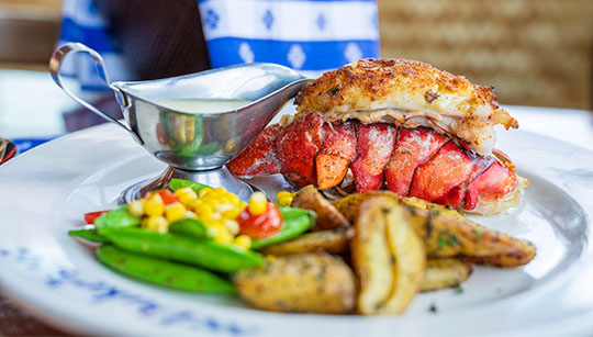 Duke's Seafood Dungeness Crab and Prawn-Stuffed Lobster